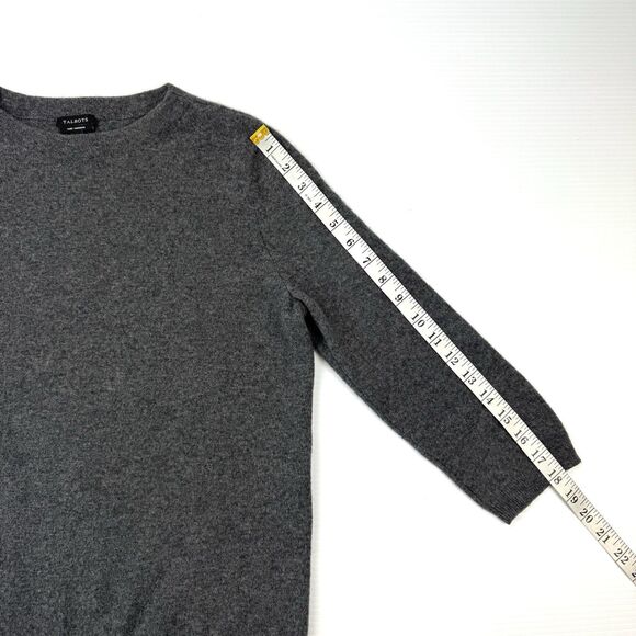 Talbots Pure Cashmere Sweater Women’s L Gray Crewneck 3/4 Sleeve 100% Cashmere - Picture 8 of 8
